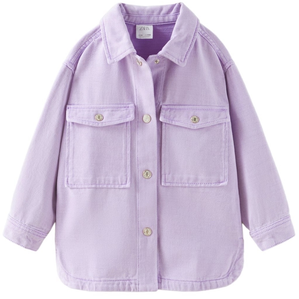 Zara Plain Denim Shacket Overshirt Youth Size 13/14 Lavender